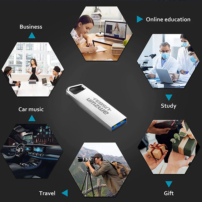 Unidad Flash USB3.1 de Metal, 8GB, 16GB, 32GB, 64GB, memoria de alta velocidad, disco U, 128GB, resistente al agua, regalo, llave de palo de metal