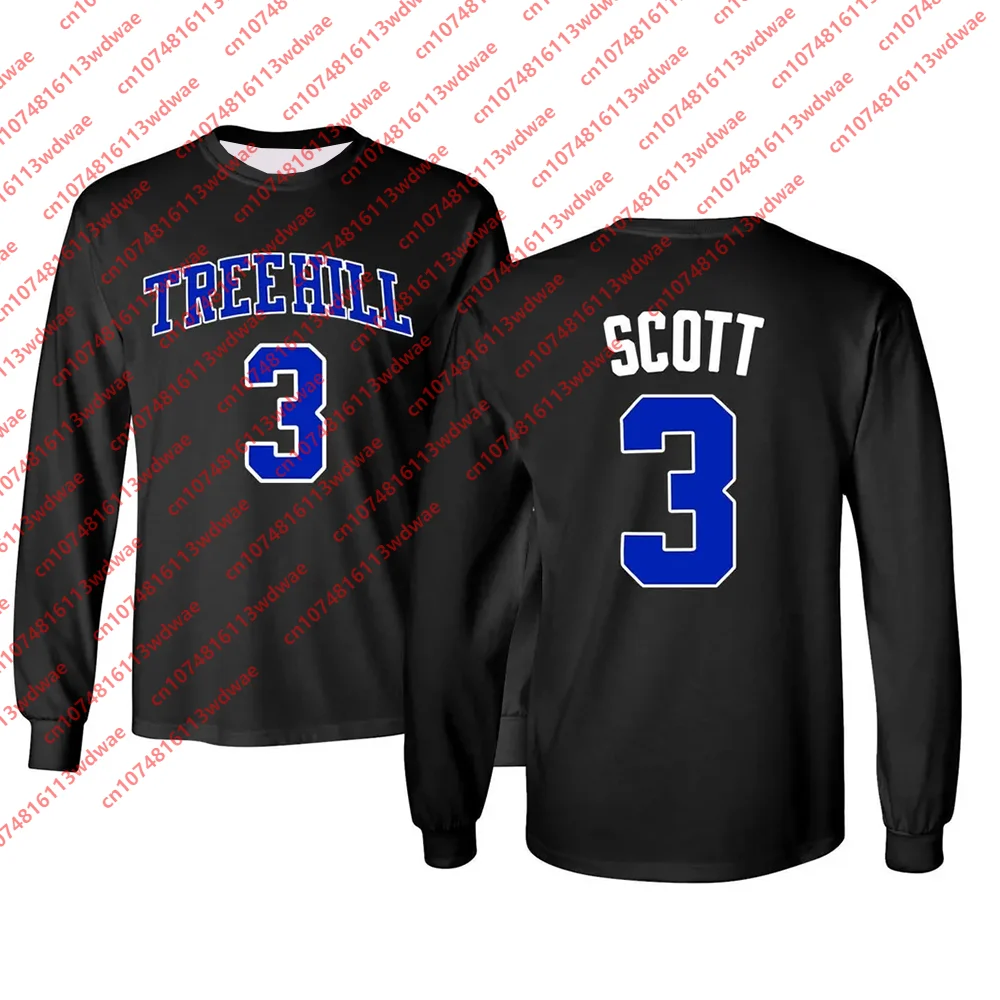 Camiseta de Manga Larga 2026 Tree Hill Scott 3, Camiseta Deportiva Informal Retro de Baloncesto con Diseño del Programa de TV One Tree Hill para Niños