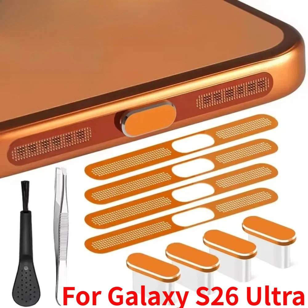 For Samsung Galaxy S26 Ultra S26-S23 Series Phone Speaker Dust Mesh Net Cover USB Type C Charge Cap Port  Dust Plug Cleaning Kit