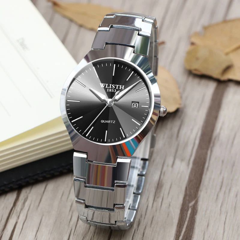 Man Watches Business Simple Steel Strip Black Calendar Luminous Waterproof Male Fashion Quartz Clock Watches montre homme