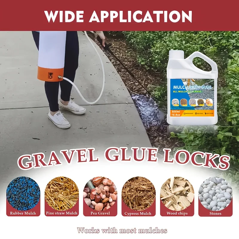500ml Mulch Rock Glue Water Based Non Toxic Strong Adhesive For Stones Pea Gravel Wood Chips Pine Straw Mulch Landscape Projects