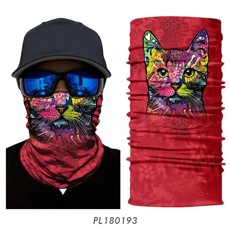 3D Animal Bandana Headband Lion Wolf Motorcycle Face Mask Cosplay Tiger Cat Neck Gaiter Cycling Balaclava Hiking Headwear Summer