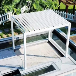 Niestandardowa elektryczna pergola żaluzjowa o wymiarach 10 x 10 stóp, zewnętrzna aluminiowa pergola z pogrubioną ramą i regulowanym przeciwdeszczowym dachem