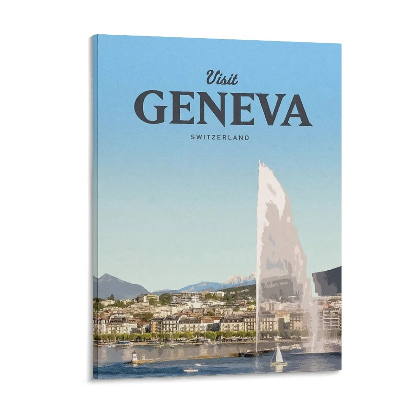 Visit Geneva Canvas Painting Cinema Wall Decor Personalized Party Plates Printing Framed Wall Painting