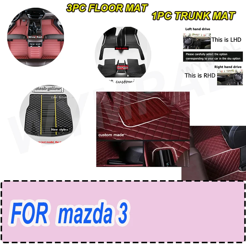 

LUXURY Car floor mats for mazda 3 2010 2011 2012 2013 Custom Auto Foot Pads