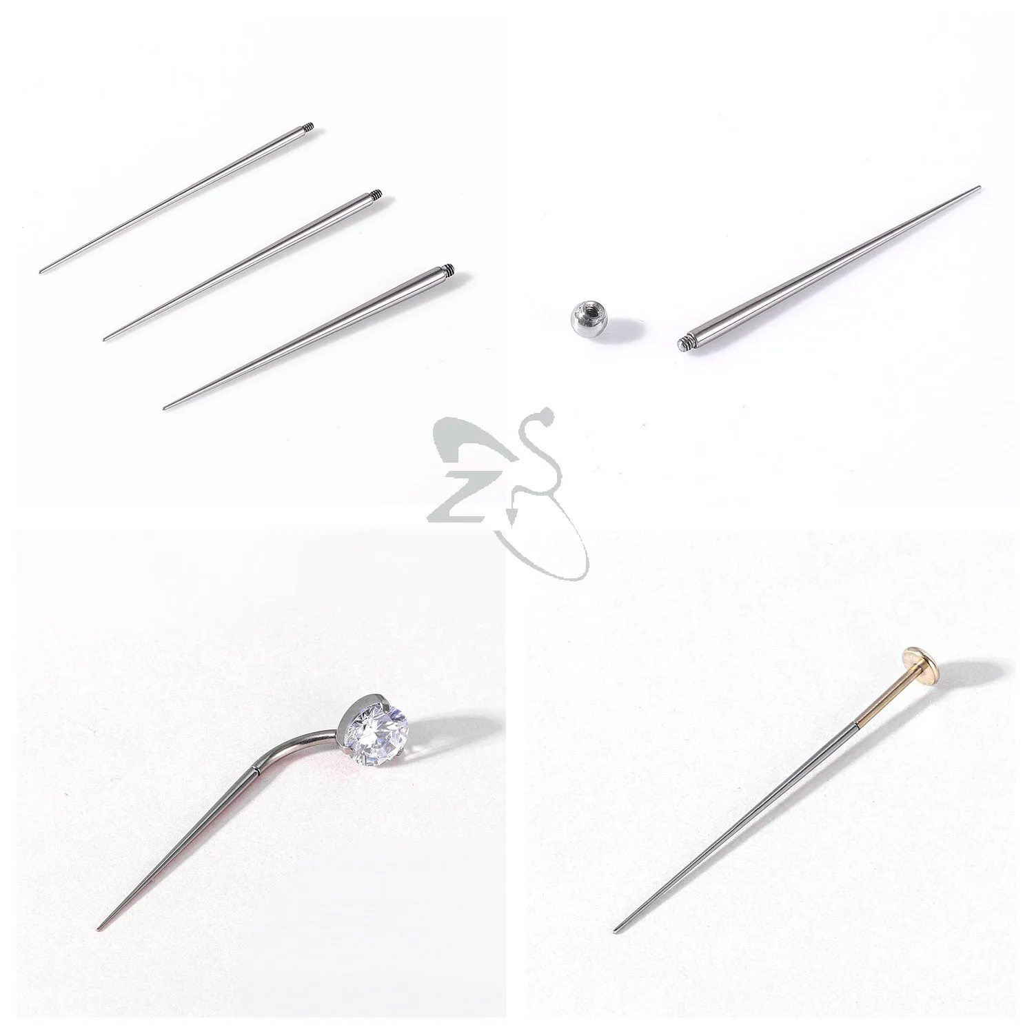 ZS 1PC 14/16/18G G23 perni di inserimento in titanio cono curvo Push in Body Stretch perforato per naso/orecchie/ombelico/labbra/sopracciglio