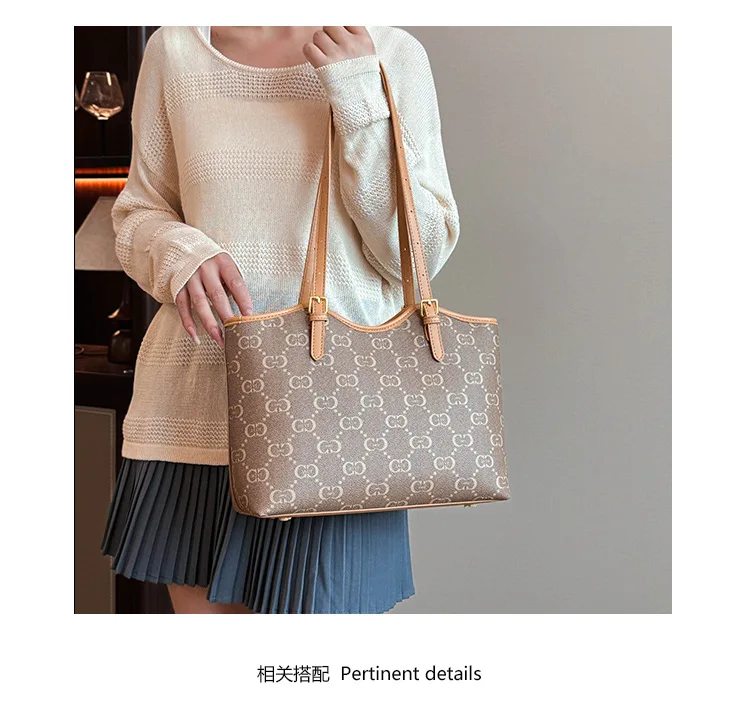 

Premium sense niche printing portable tote bag women 2025 new fashion old flower retro shoulder bag versatile armpit