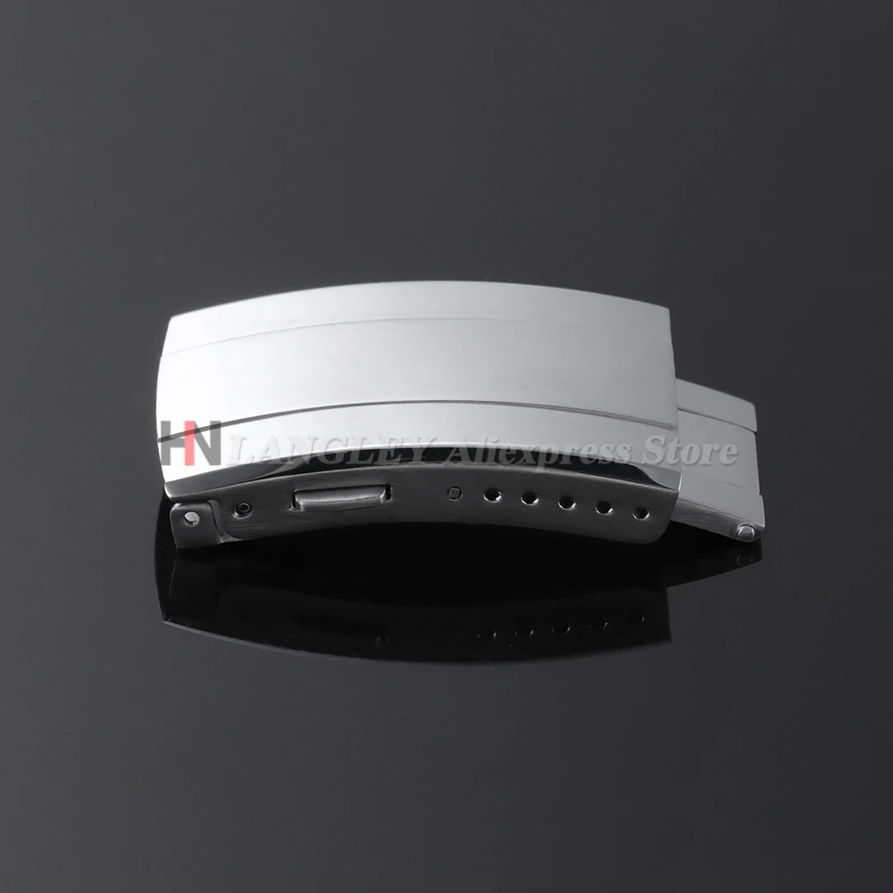 18 مللي متر 20 مللي متر مشبك ساعة الصلبة الفولاذ المقاوم للصدأ نحى للطي زر الأمان مزدوج دفع نشر ساعة المشابك ساعة اكسسوارات #6