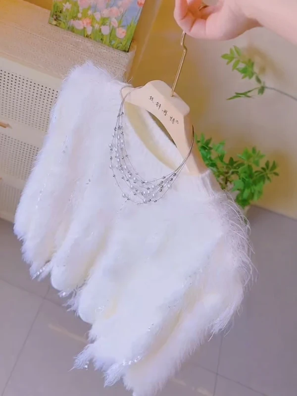 الكورية Sle Faionable تريكو المرأة العلوي مهدب تصميم الخريف وصول جديد رقيق سترة الدفء مريحة طويلة S...