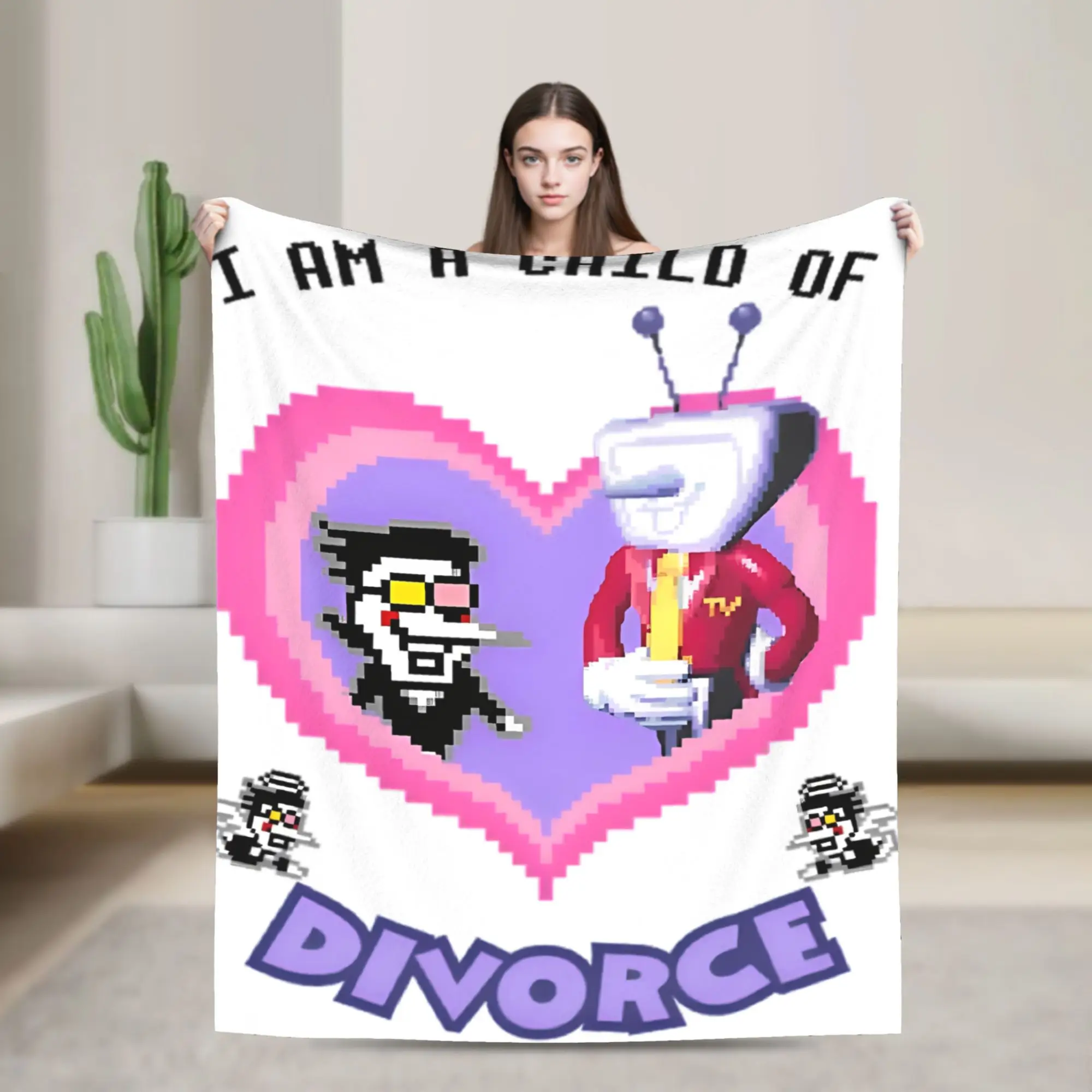 Deltarune Spamton And Tenna Child Of Divorce Soft Warm Blanket Plush Throw Blanket Fashion Bed Flannel Bedspread Sofa Bed Cover