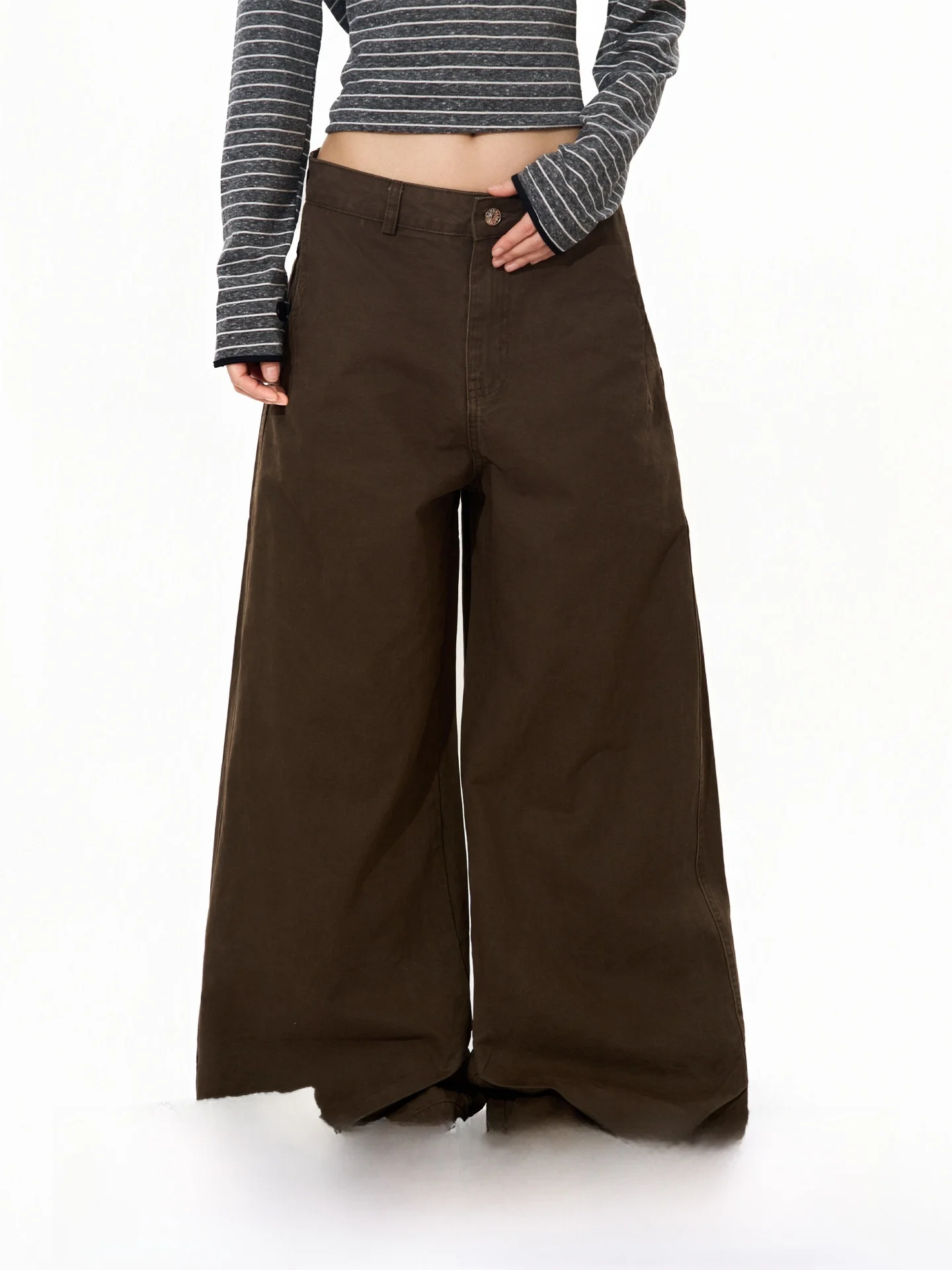 

S3T5 Men's And Women's Casual Wide Leg Work Pants Straight Cut Loose Fit Versatile Cotton Trousers High Street Style