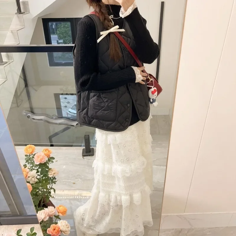 

Fashionable Down Vest Women Sandwich Layer Thermal Innerwear Lightweight Warmth for Layered Outfits Office Streetwear​