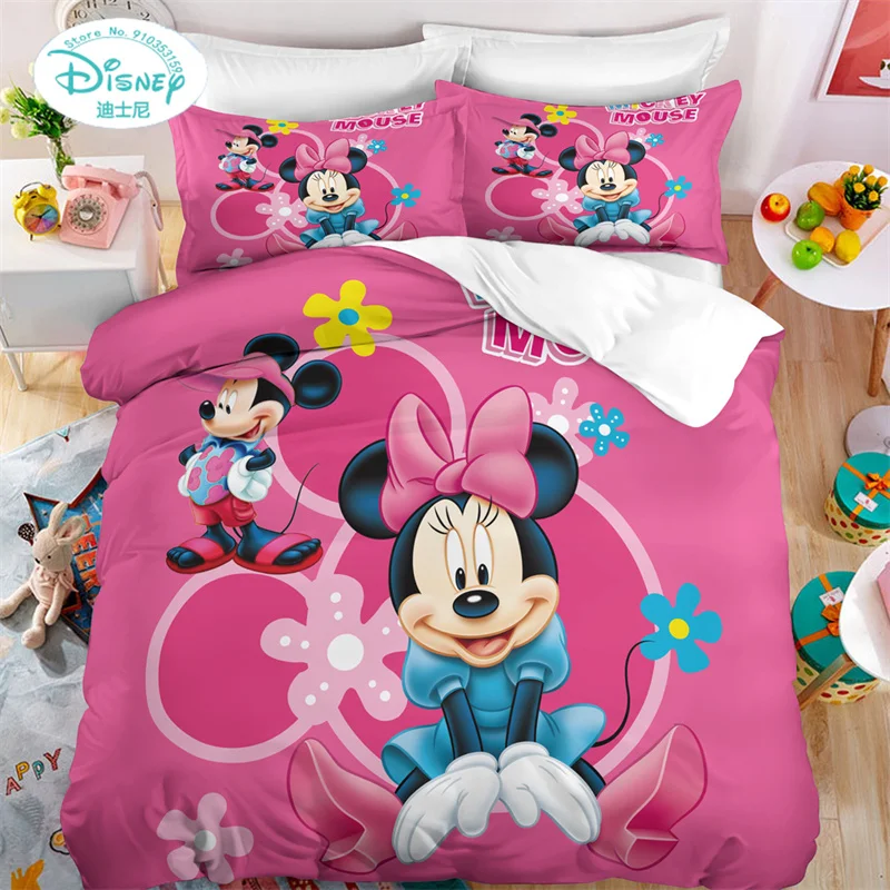 Disney Duvet Cover Sets Mickey Minnie Mouse Quilt Cover Pillow Case Digital Printed Bedding Set Boy Girl