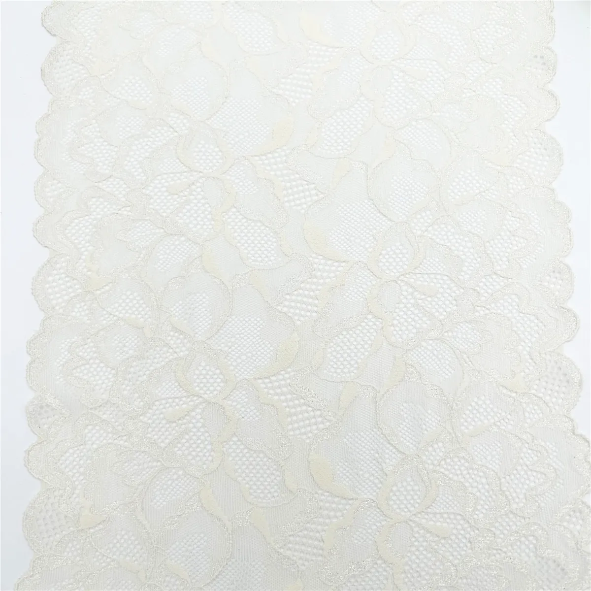 3y/lot Width 23cm Cream With Shimmer Shiny Elastic Lace Trim Lingerie Sewing Craft DIY Apparel Fabric Lace Dress Wedding