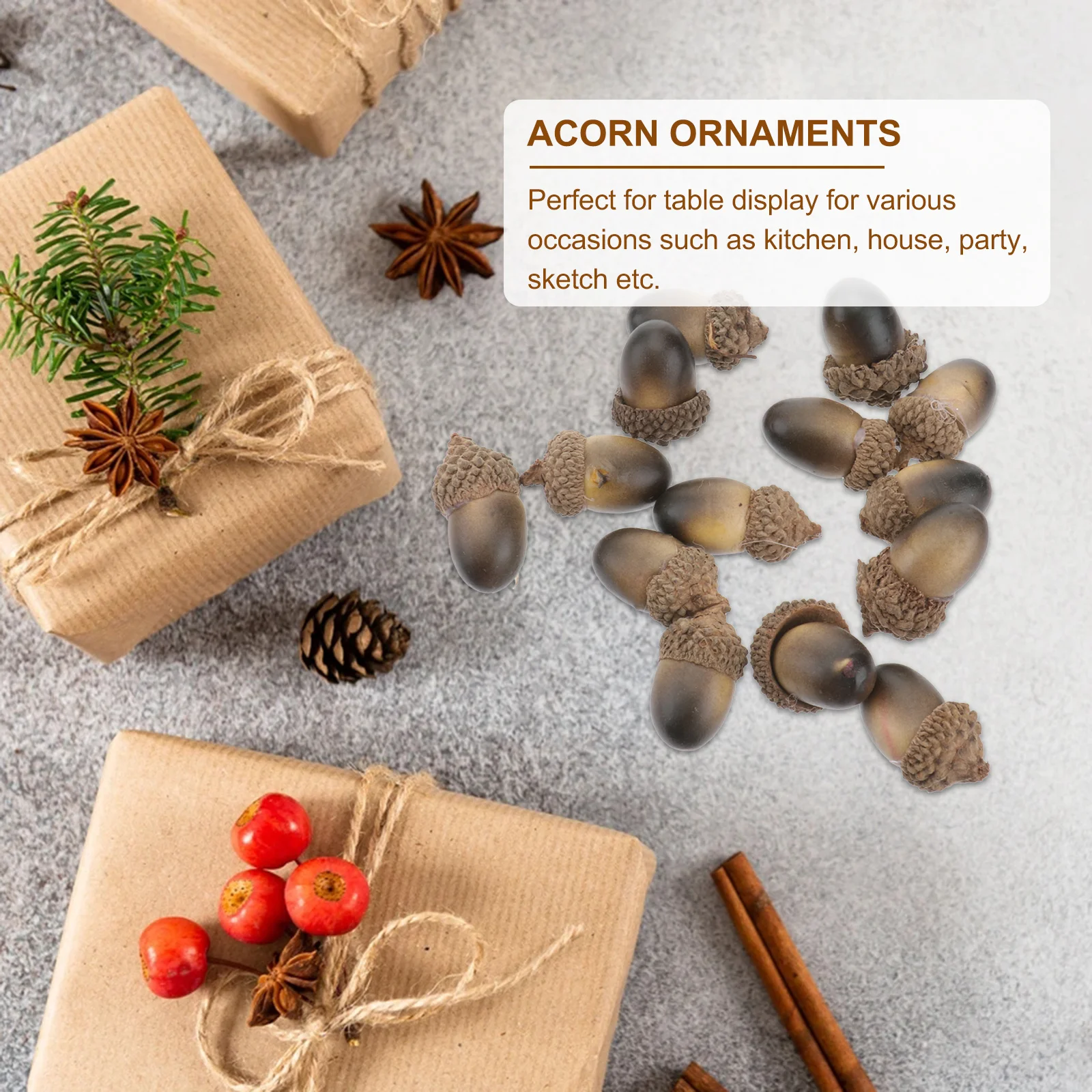 

50 Pcs Outdoor Acorn Life Kitchen Christmas Decorations Decorative Acorns Artificial Ornaments Natural