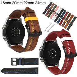 18mm 20mm 22mm 24mm Genuine Leather Watch Band Thread Quick Release Replacement Watch Strap Black Pin Buckle Bracelet Belt