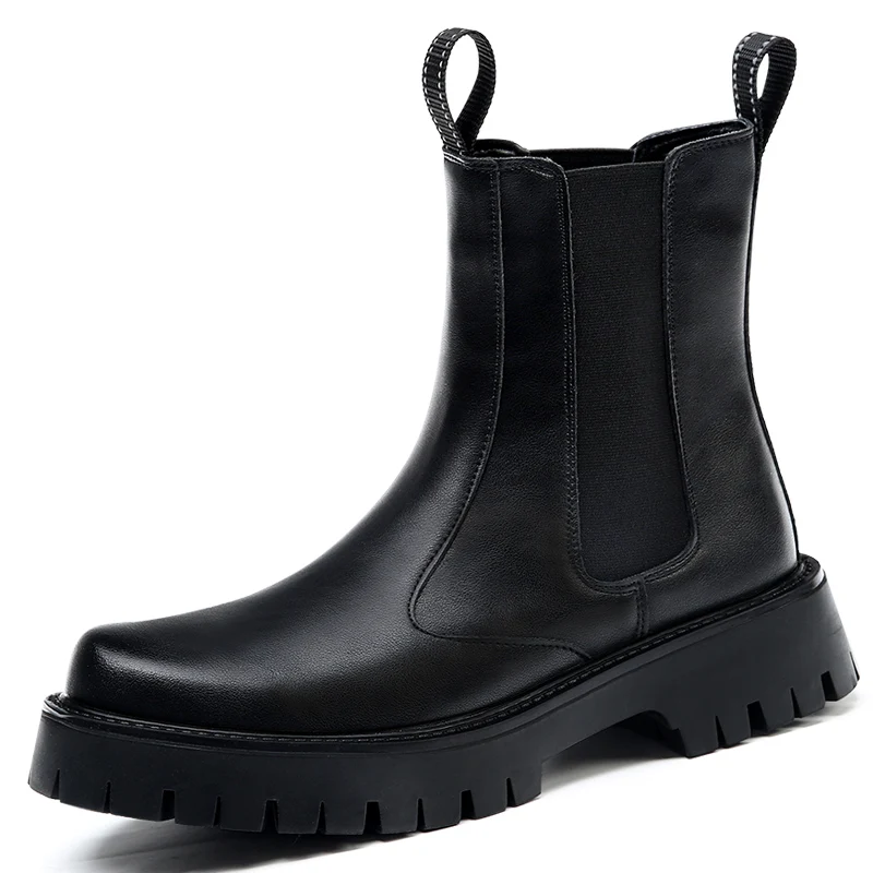 Bottines Chelsea pour homme, style britannique, bottines classiques en cuir avec élastique sur le côté, chaussures d'affaires automne-hiver_voghion.com