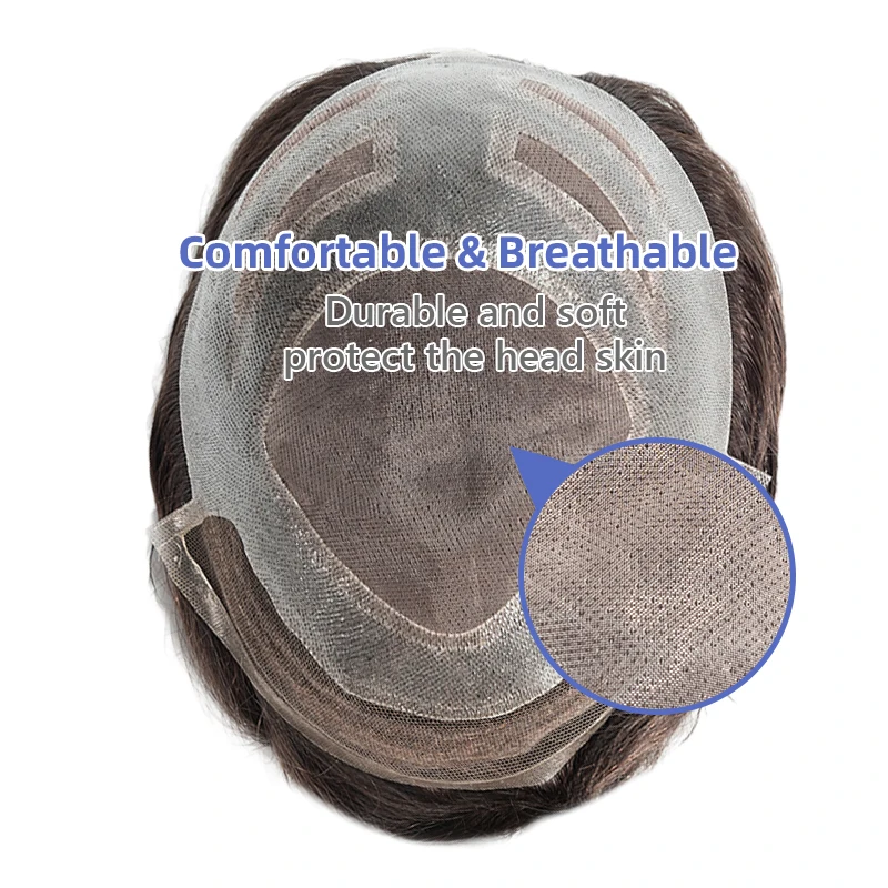 Versalite Toupee For Men Mono Lace PU System Skin Around Male Hair Prosthesis Men Wig 100% Human Hair Replacement System Unit