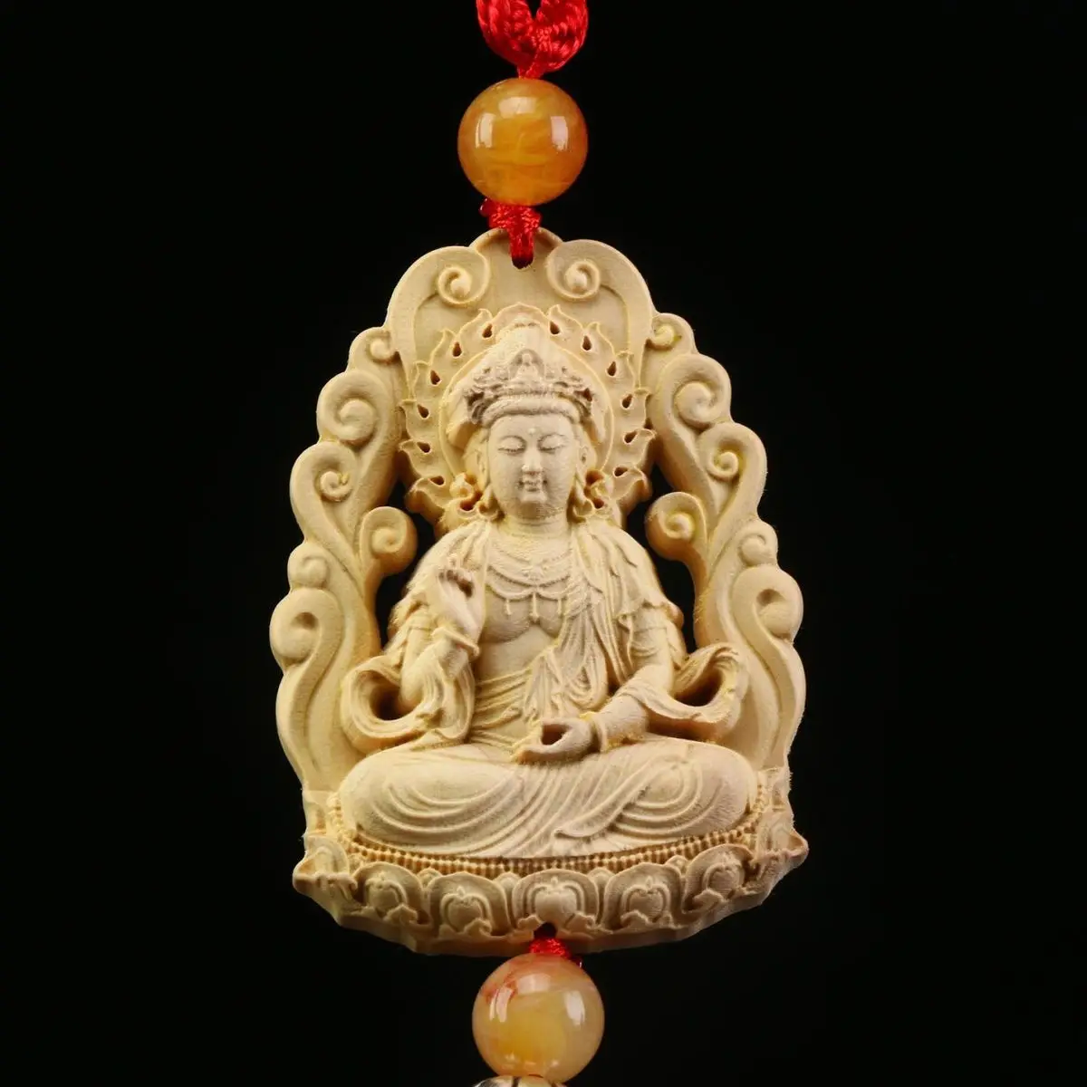 Boxwood Carving 4 Six No Things Ping An Brand Guan Gong Guanyin Car Hanging Handle Craft Jewelry Pendant Furniture Decoration