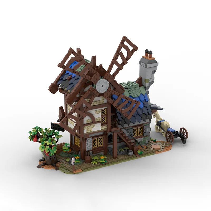 Moc 빌딩 벽돌 중세 풍차 모델 기술 모듈 형 블록 선물 크리스마스 장난감 DIY 세트 조립 생일 세트