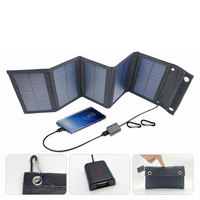 Portable Solar Panel Foldable Waterproof For Cell Phone Charging 5V 10W Outdoor Battery Charger USB Port Power Built-in Battery