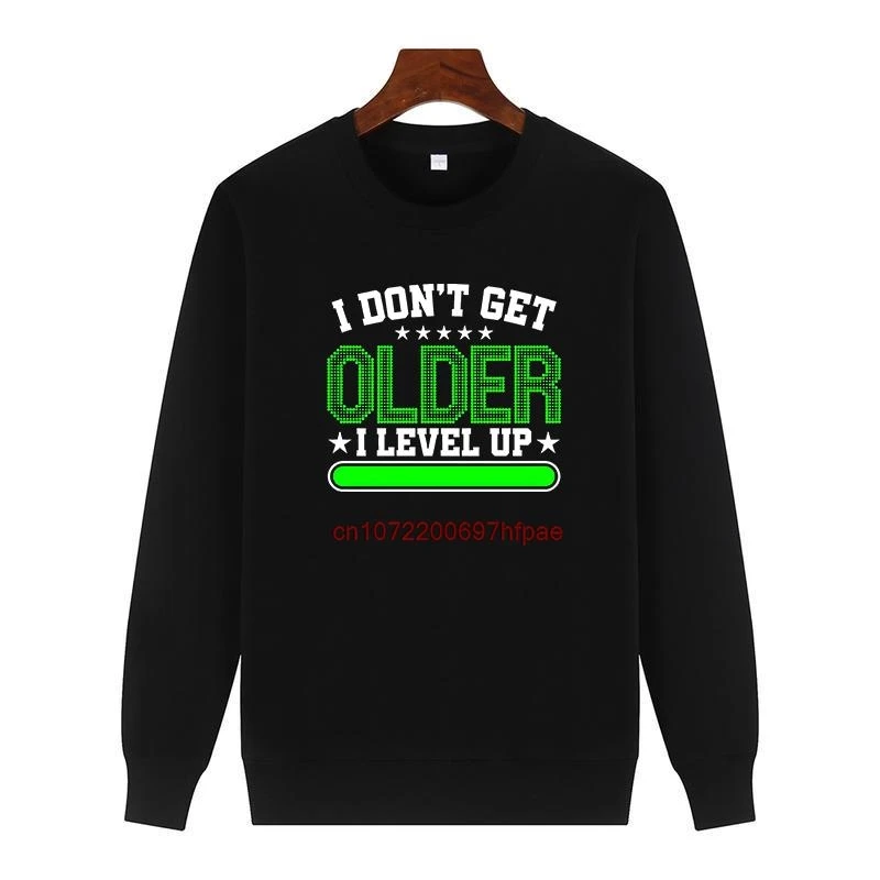 Funny Printed Sweater I Don't Get Older I Level Up Fashion Gamers Graphic Sweatshirts Crew Neck Fleece Pullover Winter Sweater