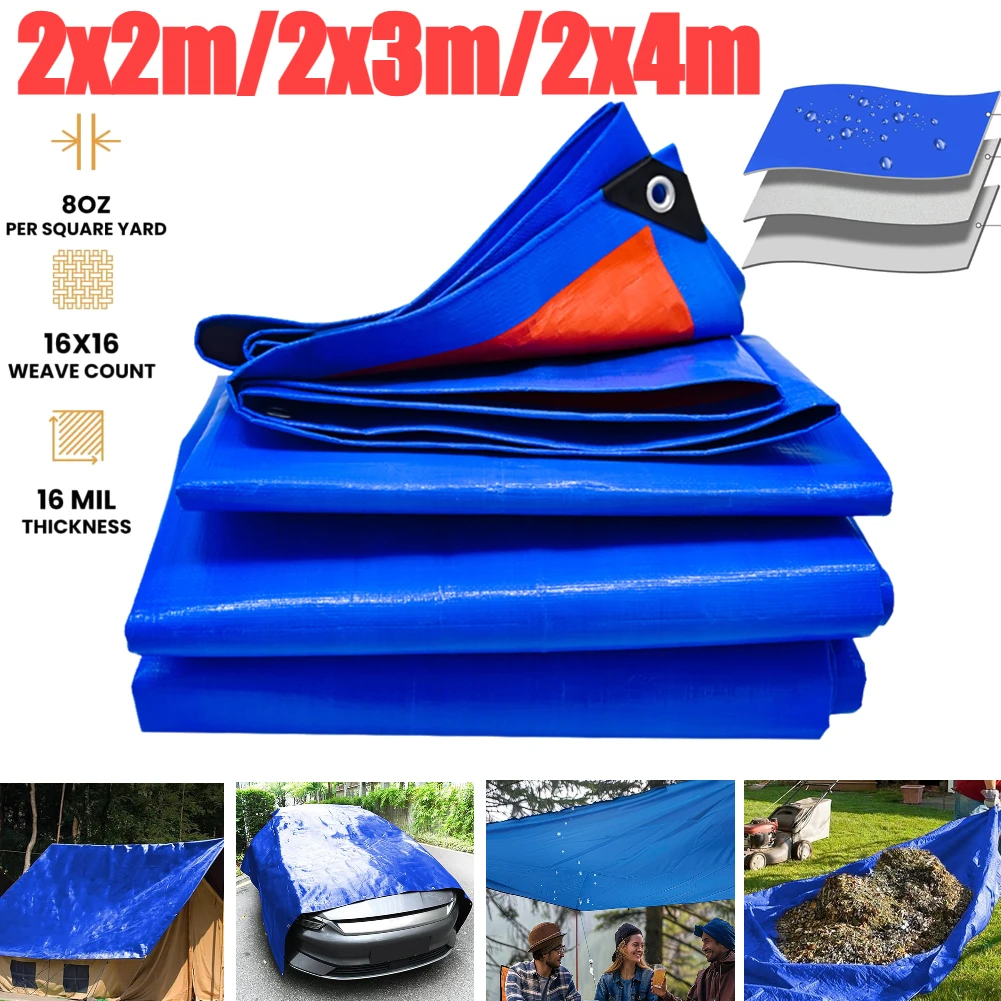 2x2/3/4m Camping Tarp Waterproof Tent Tourist Awning Shade Garden Canopy Beach Sunshade Outdoor Ultralight Sun Shelter