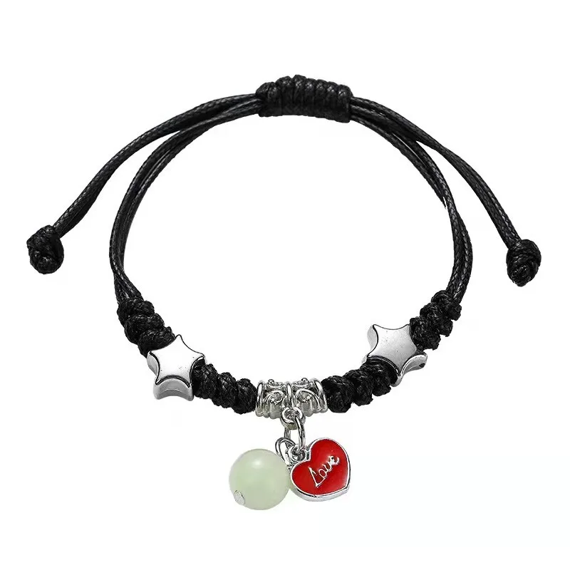 

Heart Key Lock Cross Match Glowing Pearl Couple Bracelet for Women Friendship Festival 2024 Star Charm Cat Flower Bracelets