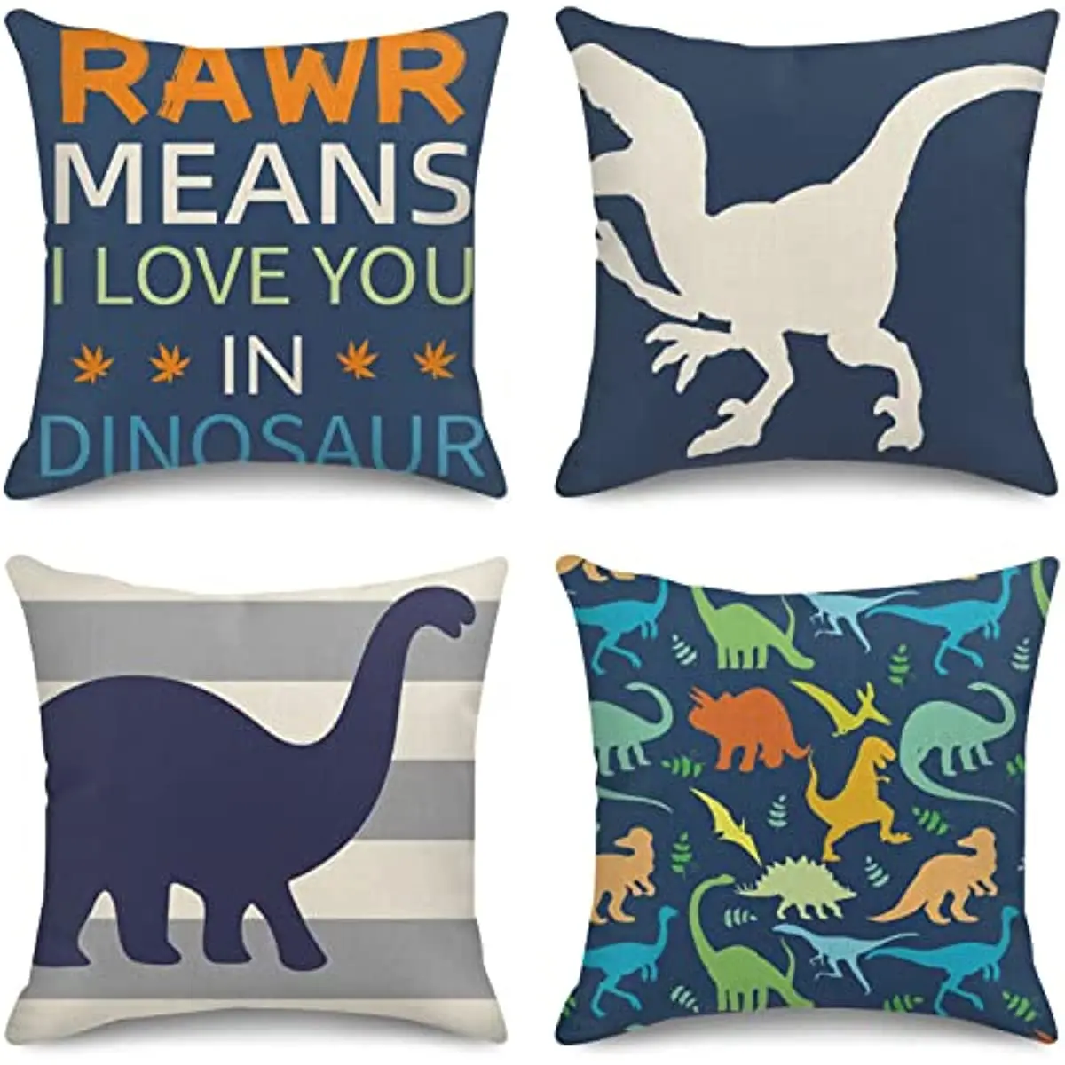 

Cute Funny Baby Throw Pillow Covers Dinosaur Animal Pillow Case Home Decor Set of 4 Decor 18x18 Outdoor Couch Sofa Pillowcases