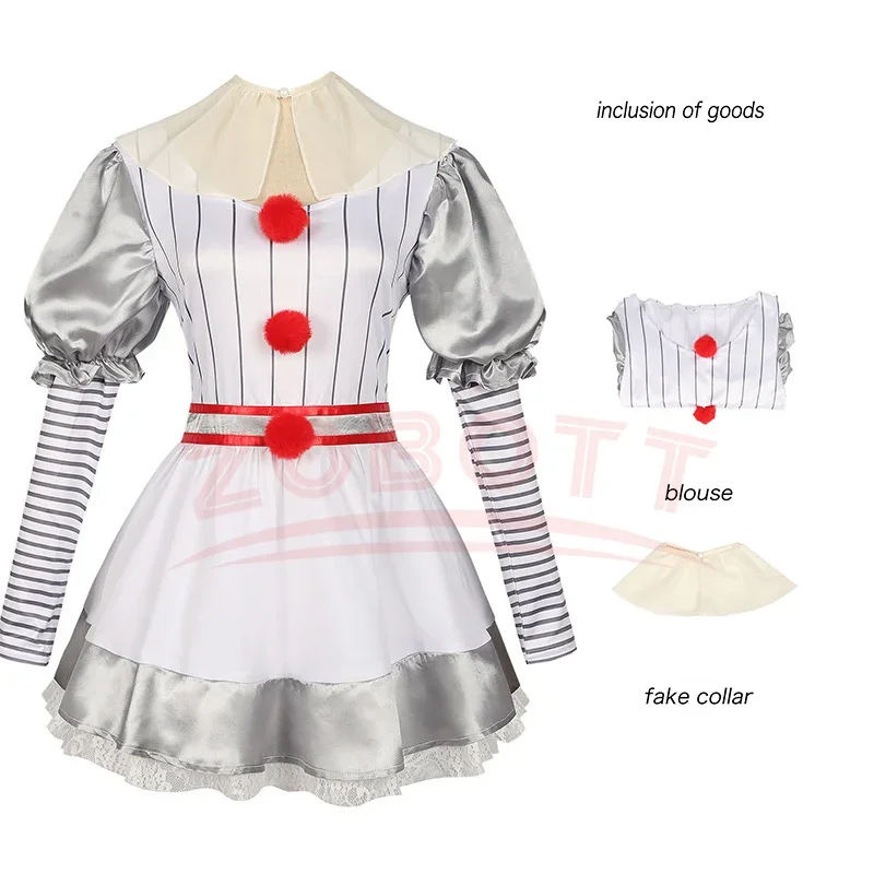 Costume de Cosplay de Clown Tueur Effrayant pour Femme, Tenue de ixd'Horreur d'Halloween, de Carnaval, Pantalon de Mascotte