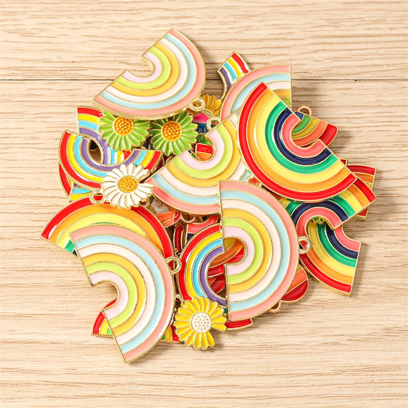 10 Stück niedliche bunte Regenbogen-Liebesherz-Anhänger für die Herstellung von Halsketten, Ohrringen, Armbändern, DIY-Handwerk, Schmuckzubehör – Detail 4