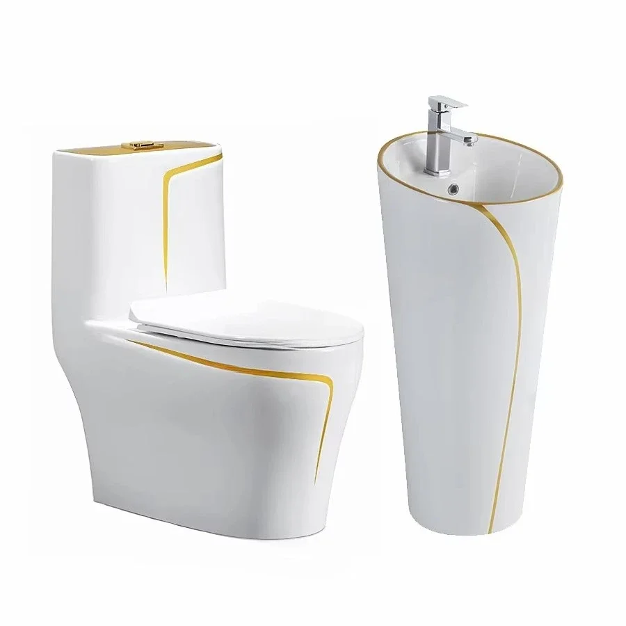 

Modern luxury bathroom full set of sanitary ware integrated ceramic toilet base sink basin toilet toilet set