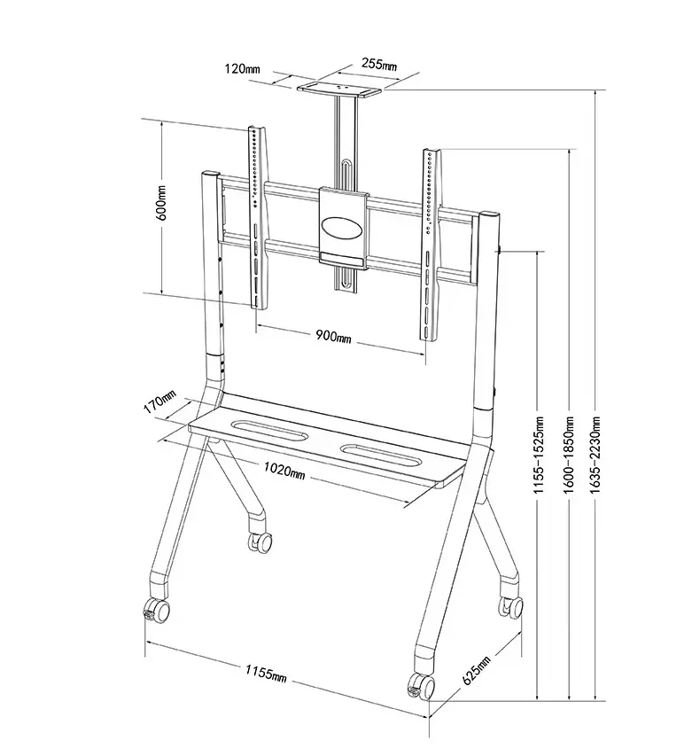 Hot New Product full motion long brackets 100 inch tv stand cable box shelf with built in mount side mount led lights tv