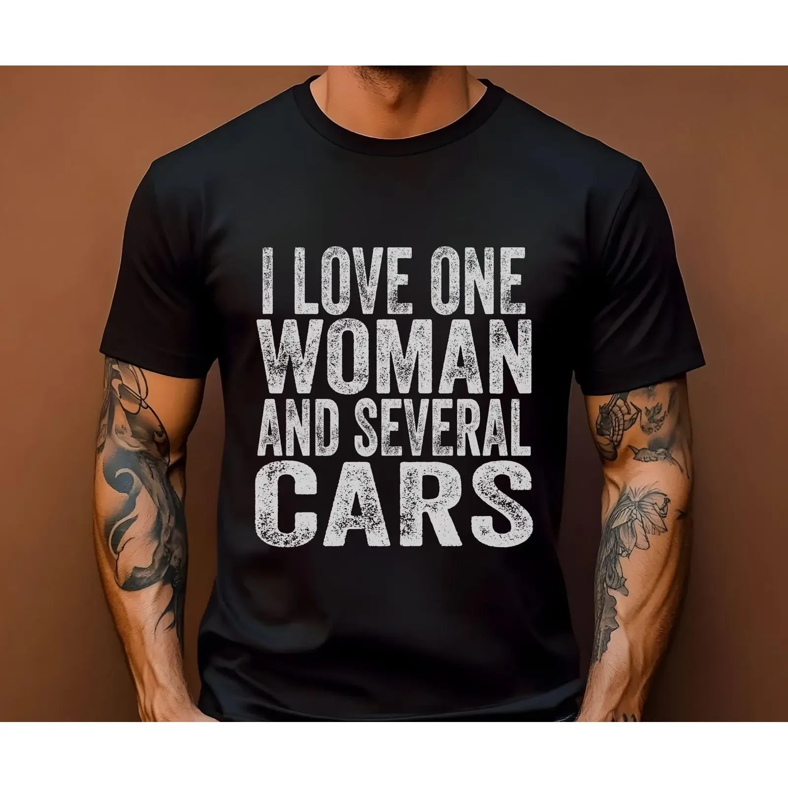 I Love One Woman And Several Cars Funny Mechanic T Shirt Car Guy Husband Auto vintage Washed Stretched Stylish Soft graphic