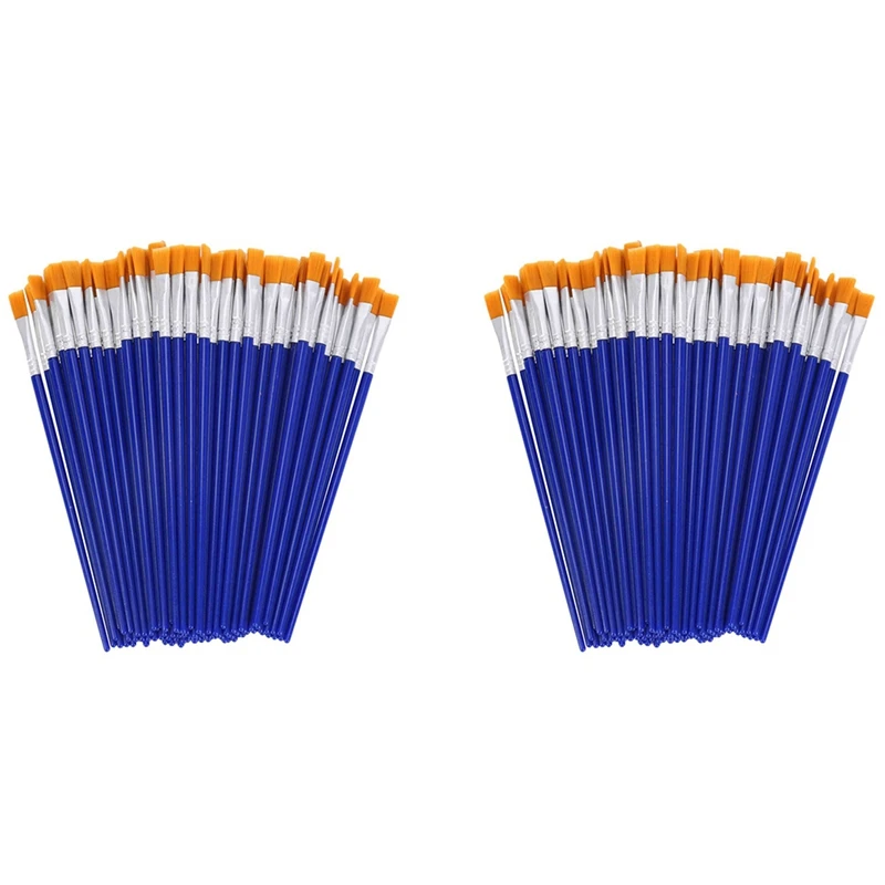 

200 Pcs Flat Paint Brushes,Small Brush Bulk For Detail Painting,Nylon Hair Brushes Acrylic Oil Watercolor Fine