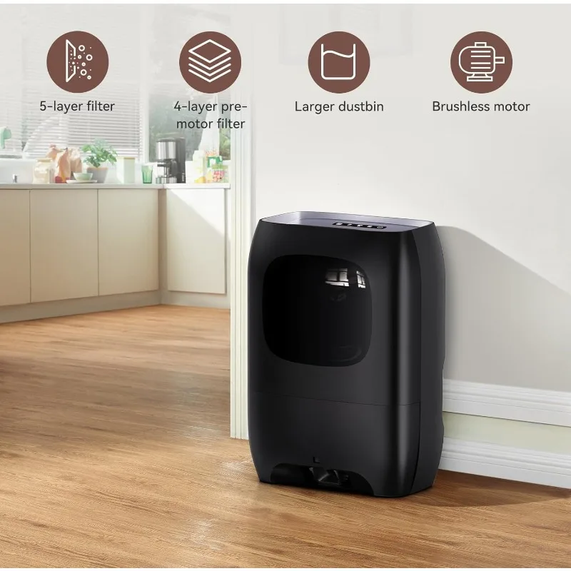 Pengki Otomatis Vakum Tanpa Sentuhan Pro - Sangat Cepat & Kuat - Cocok untuk Salon Sapu Makanan Rambut Hewan Peliharaan Dapur Kotoran, Tabung V