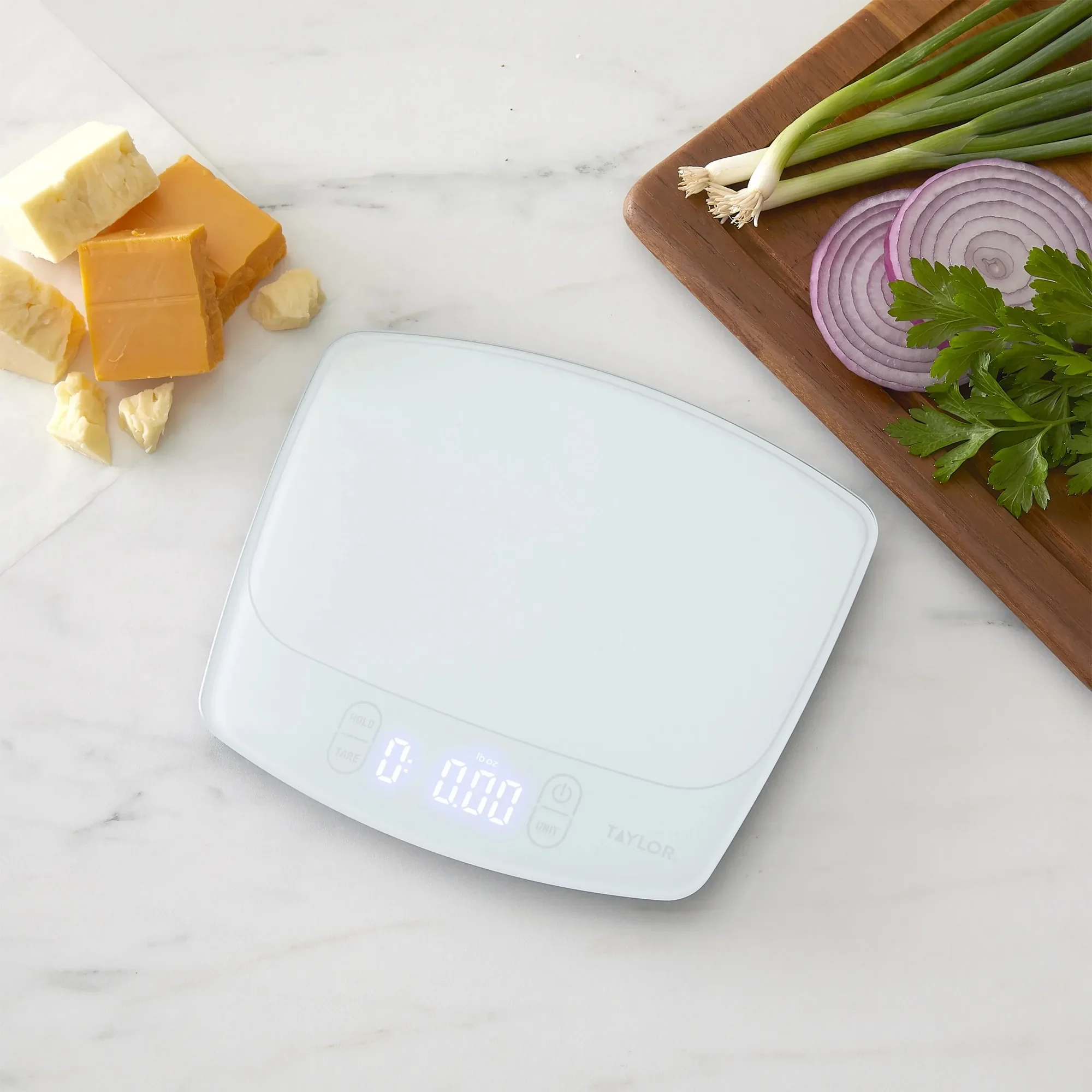 Balance de cuisine numérique étanche blanche, capacité de 11 lb, pour la cuisson, la préparation des repas, contrôle des portions, facile à nettoyer, écran LCD