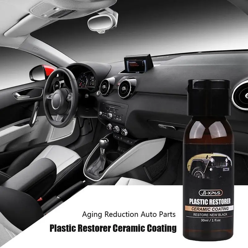 Car Plastic Restorer Ceramic Coating Back To Black Long-Lasting Protect Repair Whitening Black Shine Plastic Trim Rubber Care