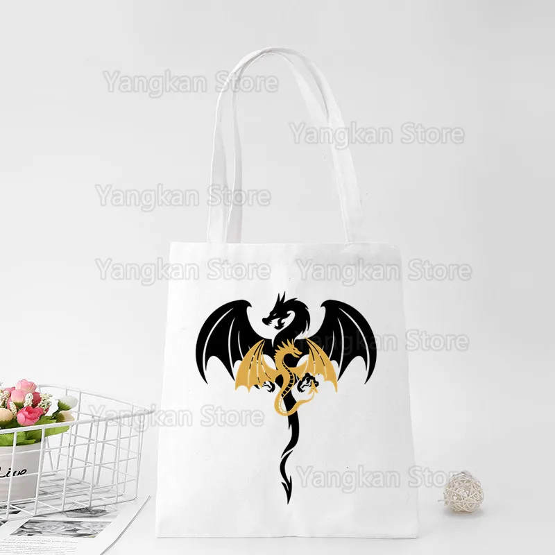 Fourth Wing Basgiath War Dragon Canvas Picnic bag Customize  Picnic bag Ladies Casual Tote Bag Large Capacity Reusable Bag