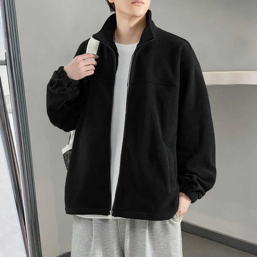 

Lightweight Men Jacket Autumn Winter Jacket Coat Stand Collar Zipper Placket Side Pockets Cardigan Coat Streetwear ropa hombre