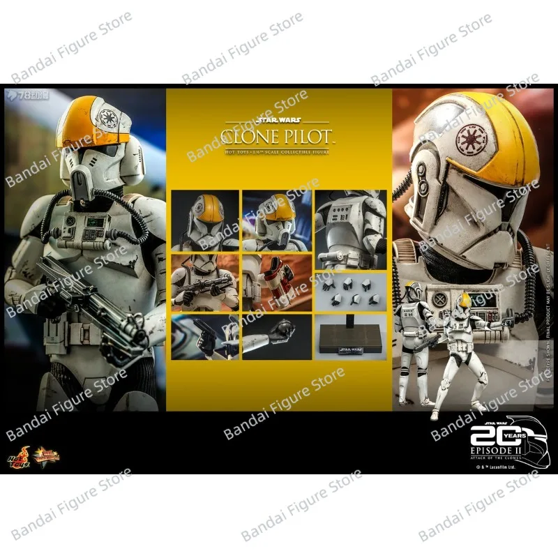 

HOTTOYS HT MMS648 1/6 Scale Clone Pilot Movable Action Figure Star Wars Attack of the Clones Damaged 12" Full Set Soldier Model