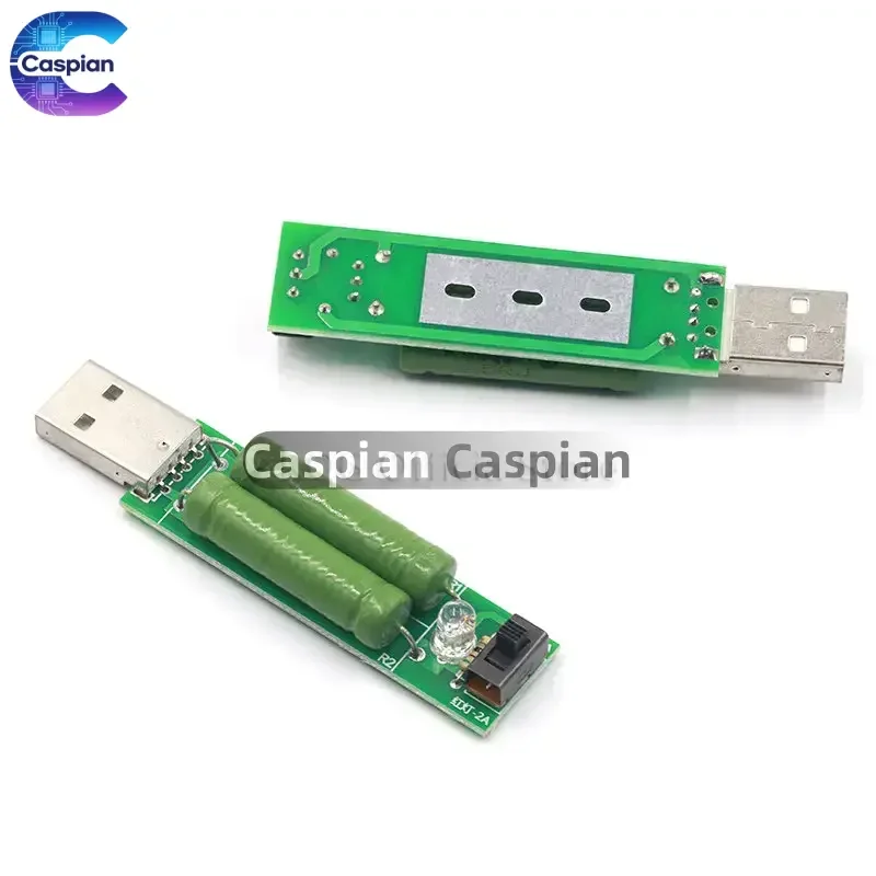 USB Port Mini Discharge Load Resistor Digital Current Voltage Meter Tester 2A/1A With Switch 1A Green