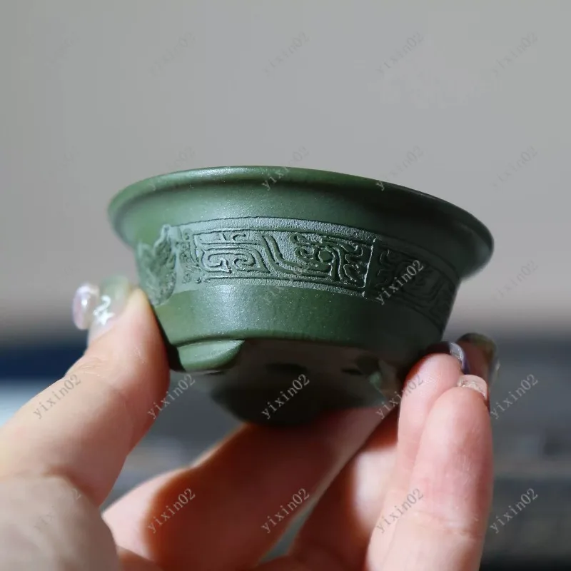 

Mini Carved Ceramic Bonsai Pot Dragon Pattern Breathable Clay Planter Home Office Desktop Decor