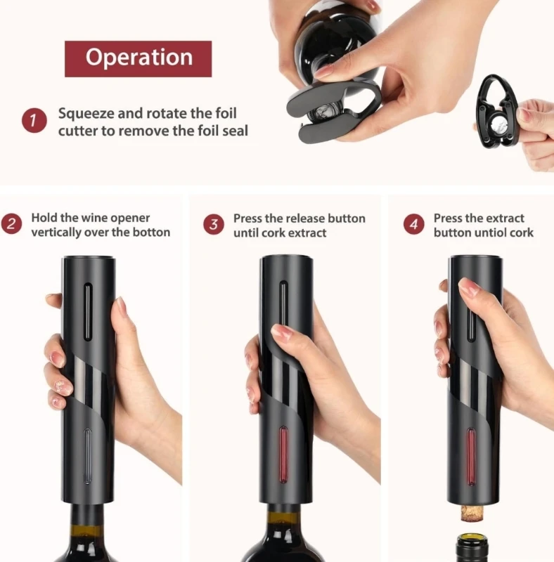 充電式電気ワインオープナーセット,自動エアレーター,ABSテクスチャー,さまざまな用途に適しています,n58d