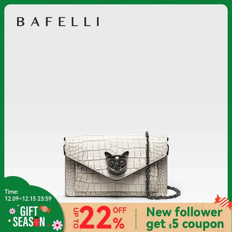 BAFELLI 2024, nuevo bolso para mujer, bolso de mano de tendencia a la moda, bolsos de cuerpo de gato, diseño de marca de lujo, cadena corta, compra