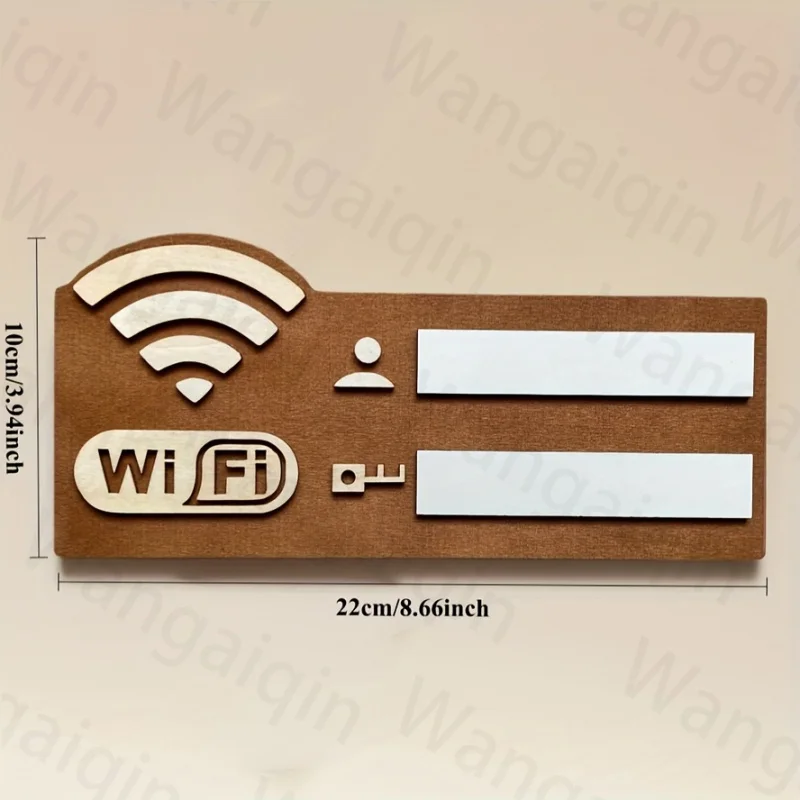 1 قطعة 2D شقة خمر خشبية واي فاي كلمة المرور تسجيل الحائط مؤشر الشبكة اللاسلكية مع رمز واي فاي ، أيقونة المستخدم ، اسم الشبكة #3
