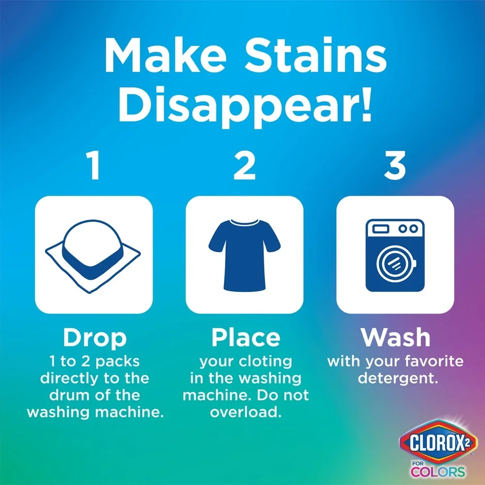 Laundry Stain Remover Pods Color Brightener 3-in-1 Formula Odor Eliminator Tough Stains Safe All Fabrics HE Washers