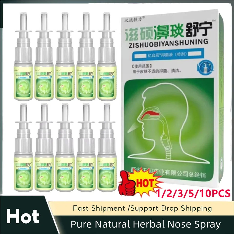 Spray nasal a base de hierbas naturales puras para rinitis y sinusitis, gotas nasales para hacer tu nariz, cuidado de la salud más cómodo