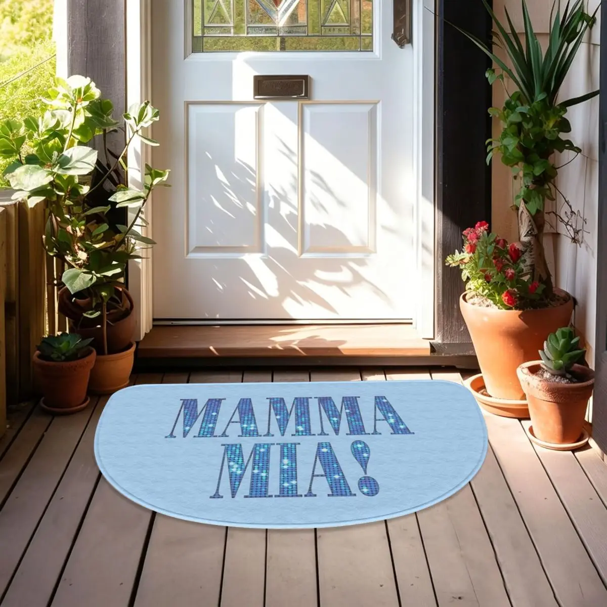 Mamma Mia -disco Soft Flannel Half Round Doormat Non Slip Bathroom Mat Absorbent Floor Carpet for Garage