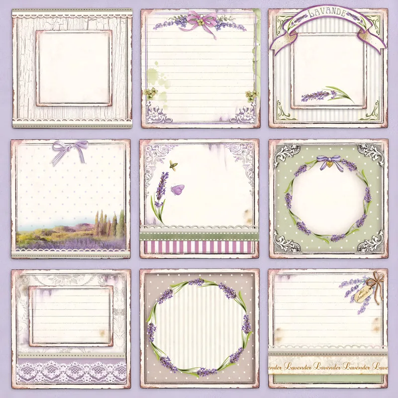 9Pcs/Pack Vintage Provence Lavender Sticker DIY Craft Scrapbooking Album Junk Journal Decorative Stickers